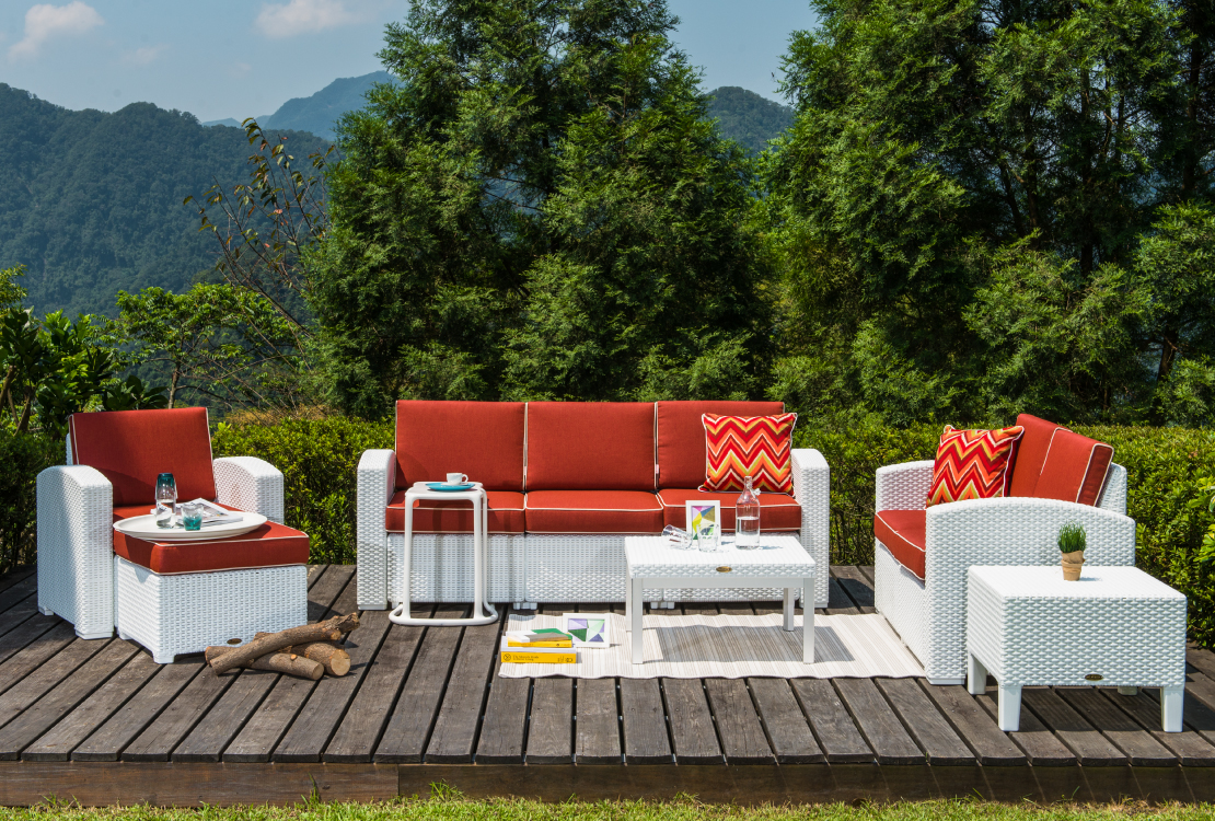 Lagoon patio sofa set and chaise lounges